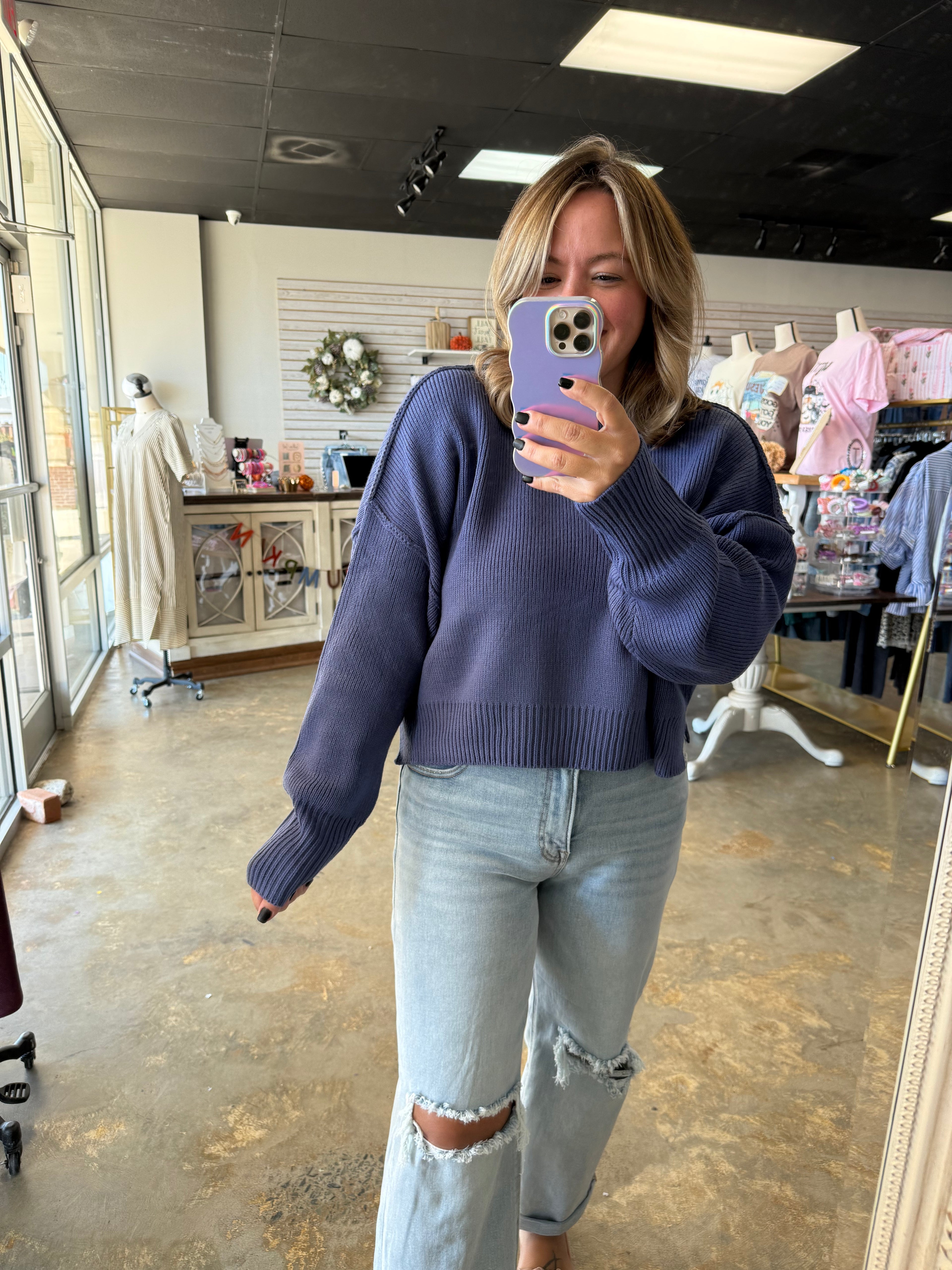 Ribbed Knit Crop Sweater