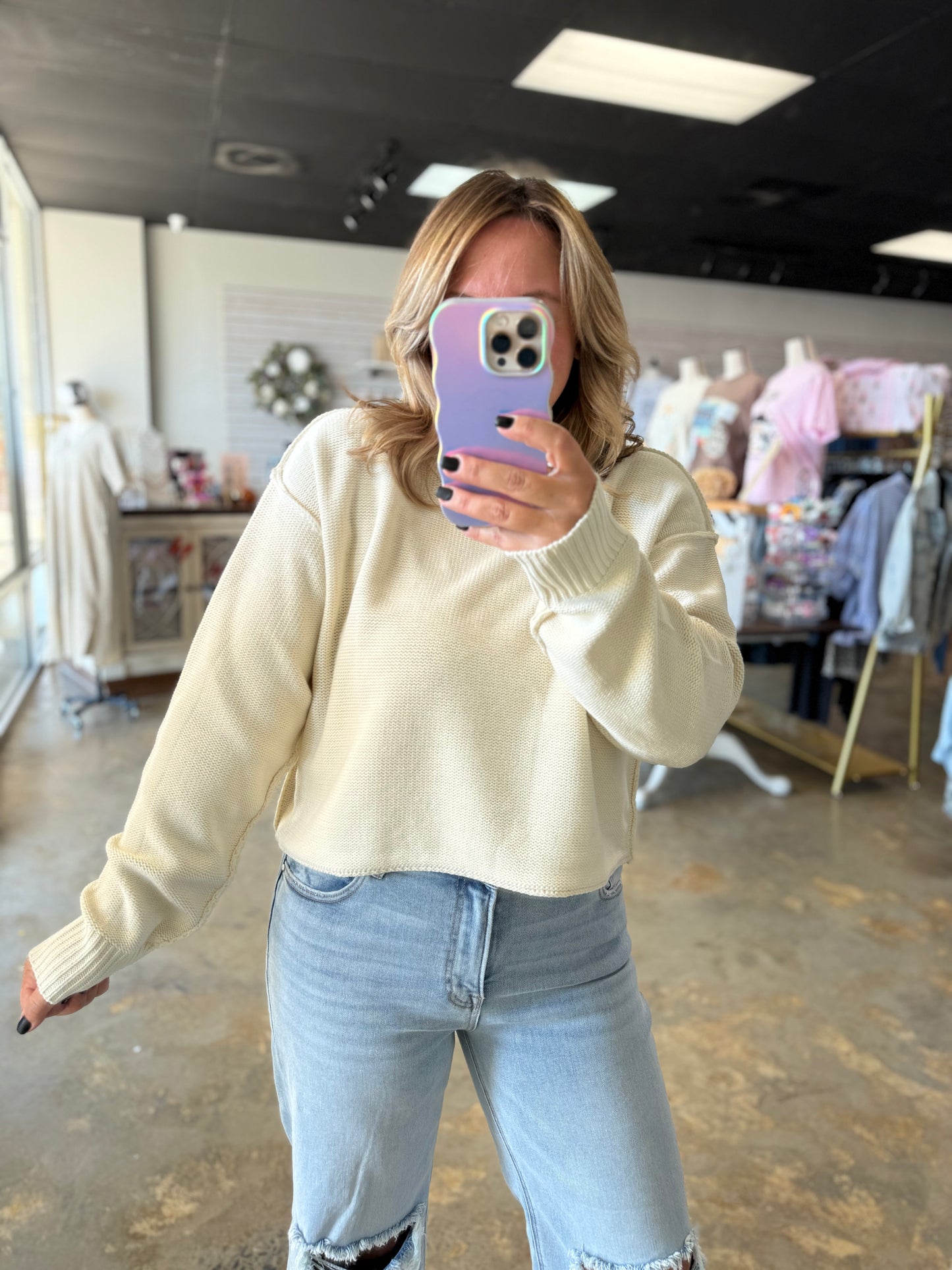 Ribbed Knit Crop Sweater