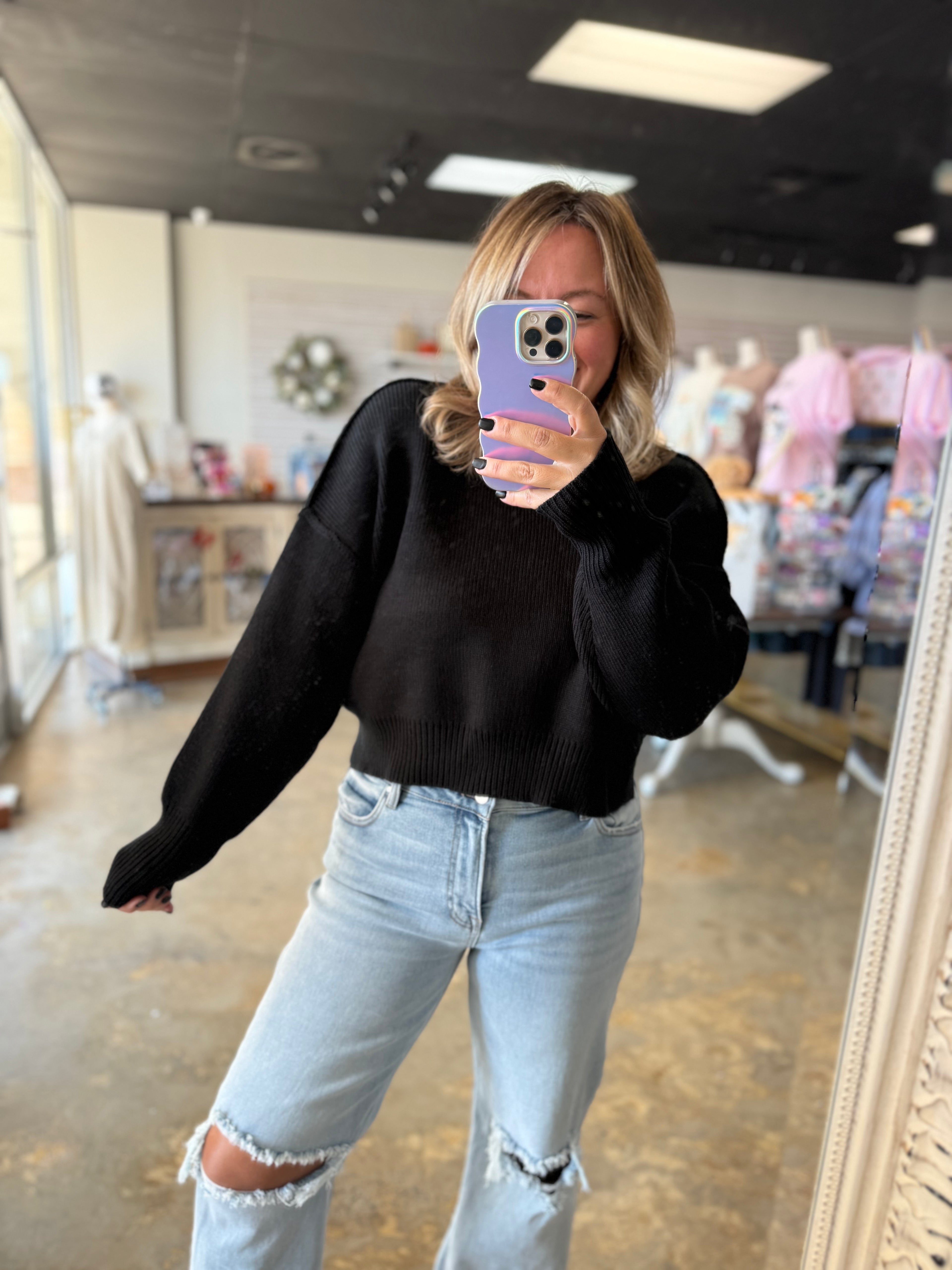 Ribbed Knit Crop Sweater