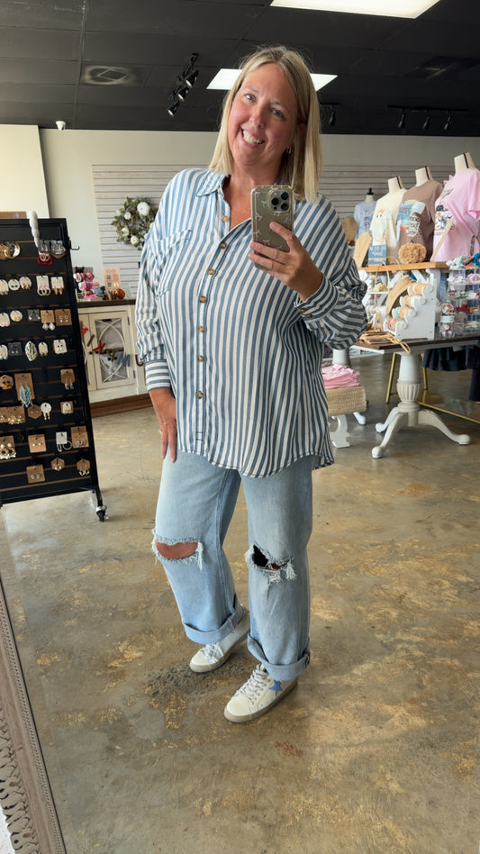 Stripe Button Top