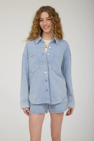 Acid Wash Knit Shacket