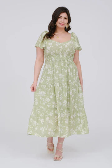 Floral Scoop Neck Midi Dress