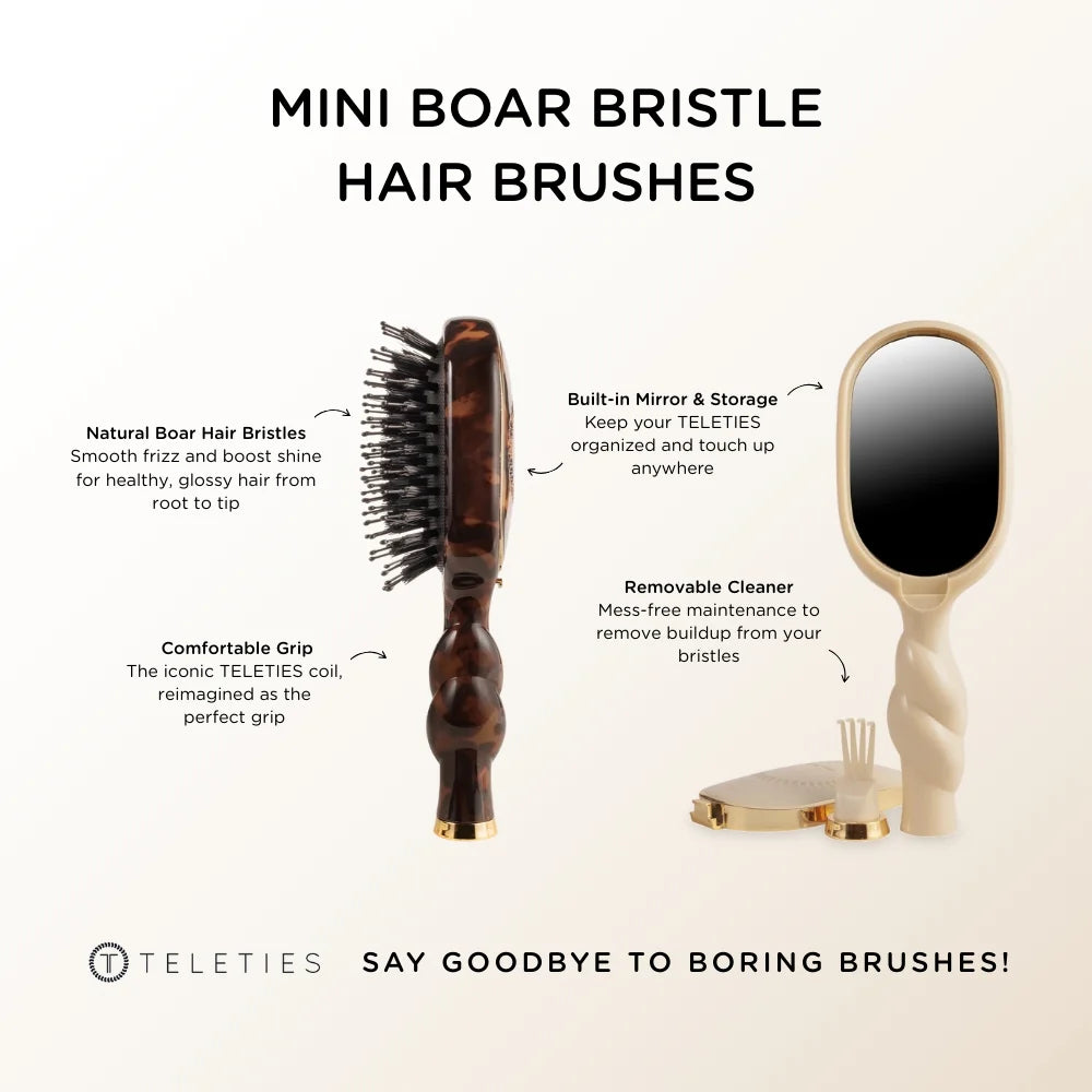 Teletie -Mini Boar Bristle Hair Brush
