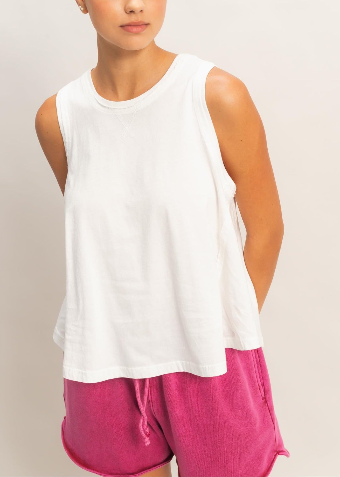 Raw Edge Sleeveless Washed Top