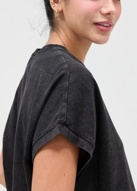 Cap Sleeve Mineral Wash T-shirt