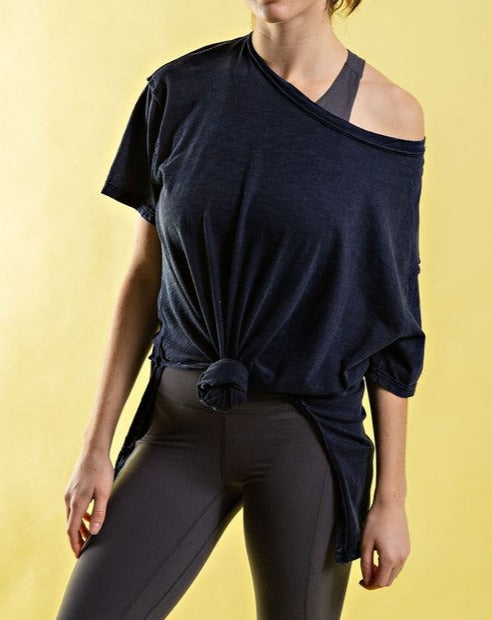 Mineral Washed Side Slit Tee