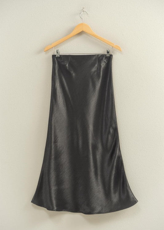 HW Satin A-line Midi Skirt