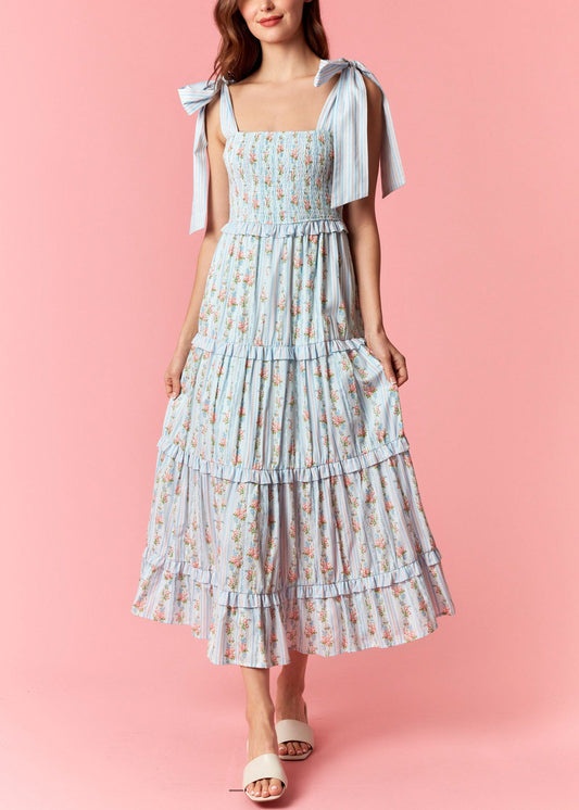 Patterned Bow-Tie Tier Maxi