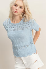 Crochet Knit Short Sleeve Top
